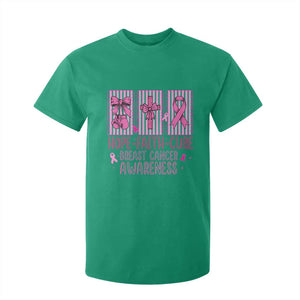 Hope Faith Cure Breast Cancer Awareness T Shirt For Kid Pink Ribbon Survivor Support Gift