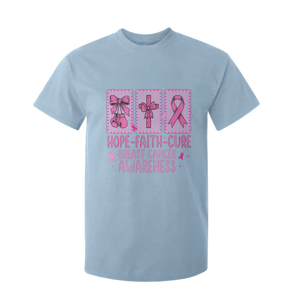 Hope Faith Cure Breast Cancer Awareness T Shirt For Kid Pink Ribbon Survivor Support Gift