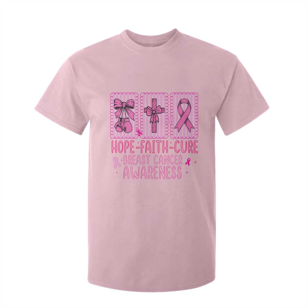 Hope Faith Cure Breast Cancer Awareness T Shirt For Kid Pink Ribbon Survivor Support Gift