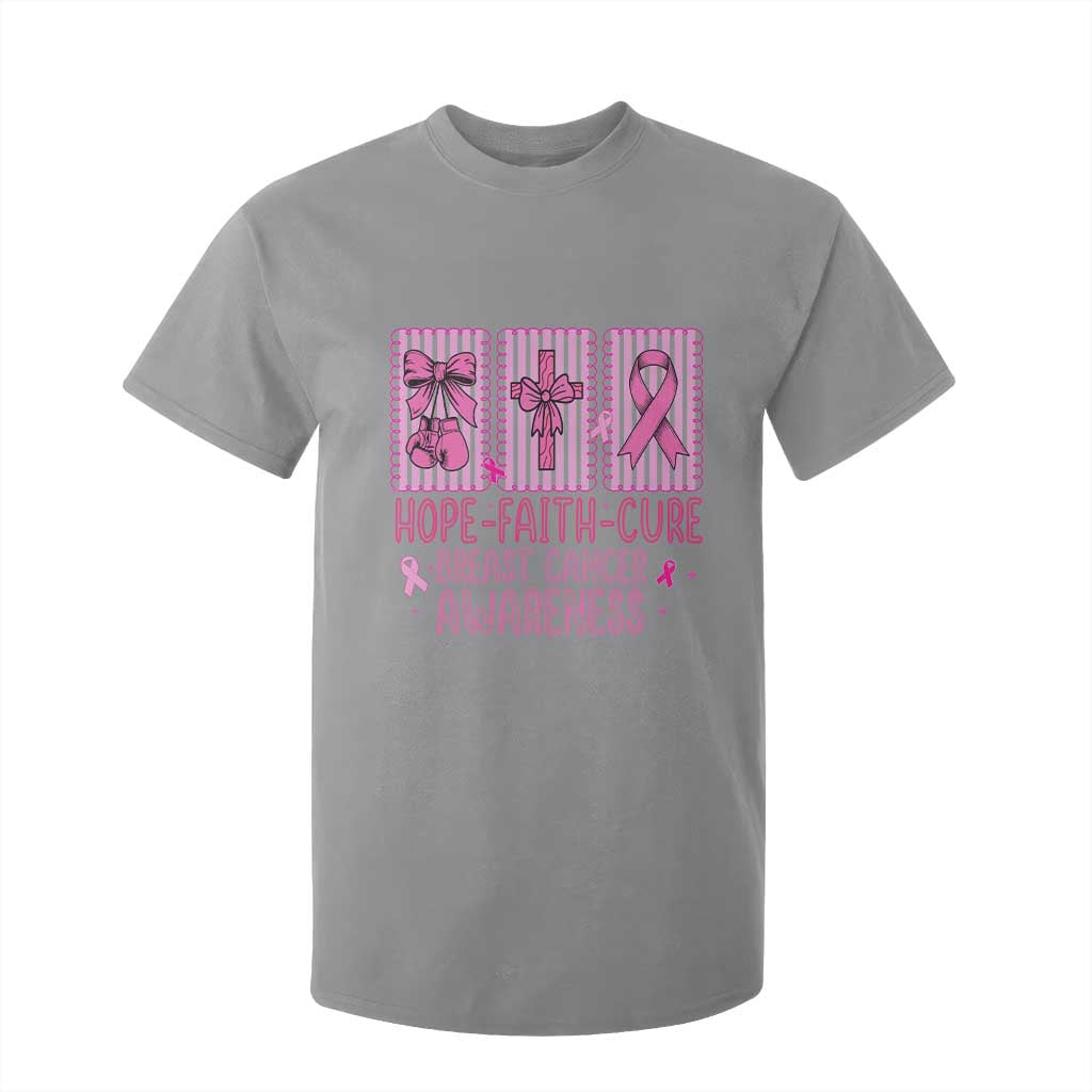 Hope Faith Cure Breast Cancer Awareness T Shirt For Kid Pink Ribbon Survivor Support Gift