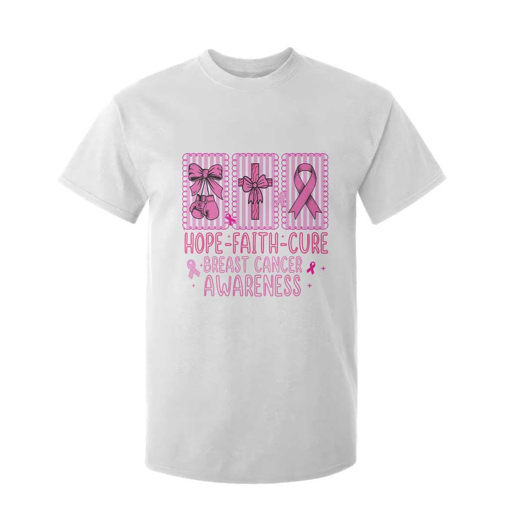 Hope Faith Cure Breast Cancer Awareness T Shirt For Kid Pink Ribbon Survivor Support Gift