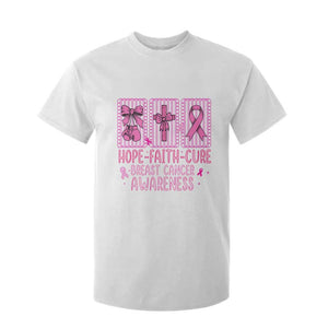 Hope Faith Cure Breast Cancer Awareness T Shirt For Kid Pink Ribbon Survivor Support Gift