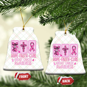 Hope Faith Cure Breast Cancer Awareness Ceramic Ornament Pink Ribbon Survivor Support Gift