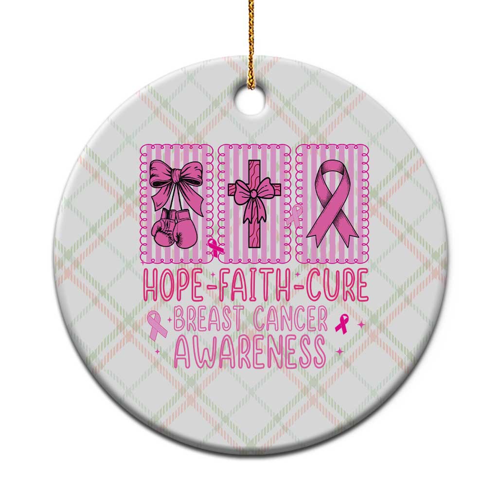 Hope Faith Cure Breast Cancer Awareness Ceramic Ornament Pink Ribbon Survivor Support Gift