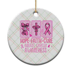 Hope Faith Cure Breast Cancer Awareness Ceramic Ornament Pink Ribbon Survivor Support Gift