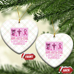 Hope Faith Cure Breast Cancer Awareness Ceramic Ornament Pink Ribbon Survivor Support Gift