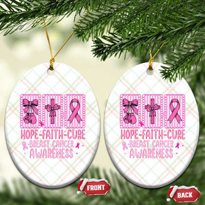 Hope Faith Cure Breast Cancer Awareness Ceramic Ornament Pink Ribbon Survivor Support Gift