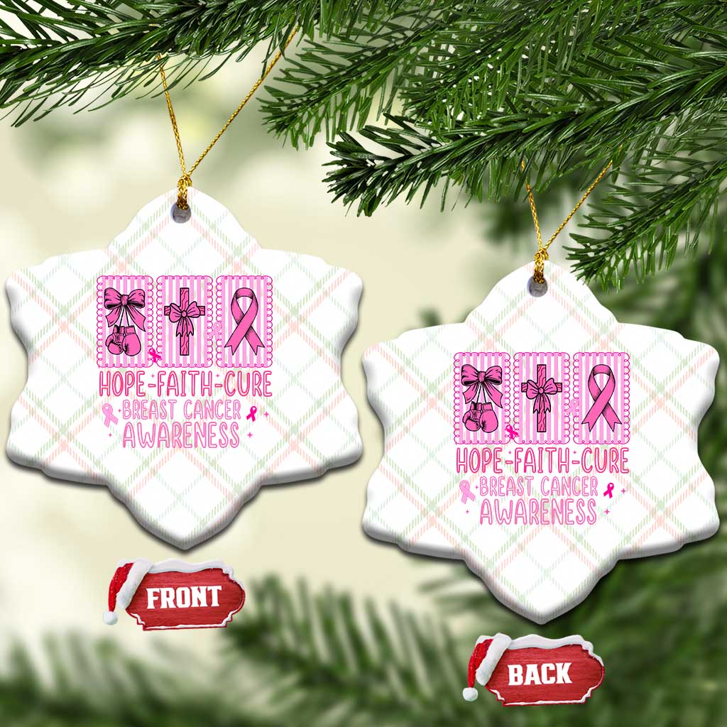 Hope Faith Cure Breast Cancer Awareness Ceramic Ornament Pink Ribbon Survivor Support Gift