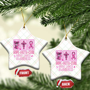 Hope Faith Cure Breast Cancer Awareness Ceramic Ornament Pink Ribbon Survivor Support Gift