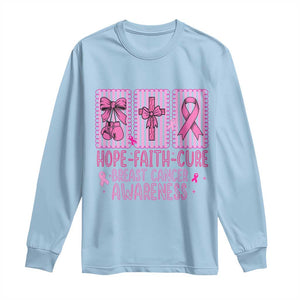 Hope Faith Cure Breast Cancer Awareness Long Sleeve Shirt Pink Ribbon Survivor Support Gift