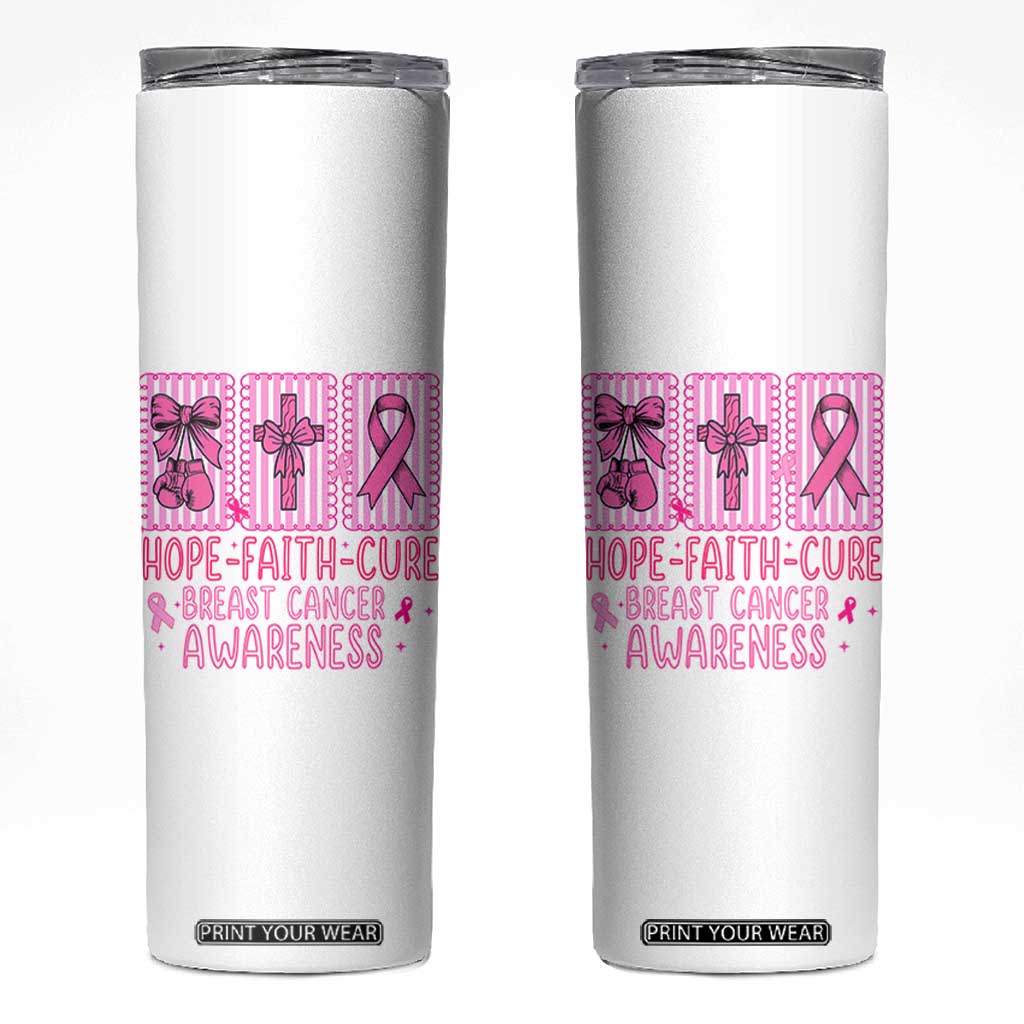 Hope Faith Cure Breast Cancer Awareness Skinny Tumbler Pink Ribbon Survivor Support Gift