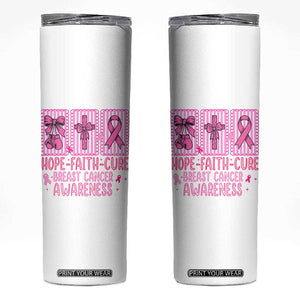 Hope Faith Cure Breast Cancer Awareness Skinny Tumbler Pink Ribbon Survivor Support Gift
