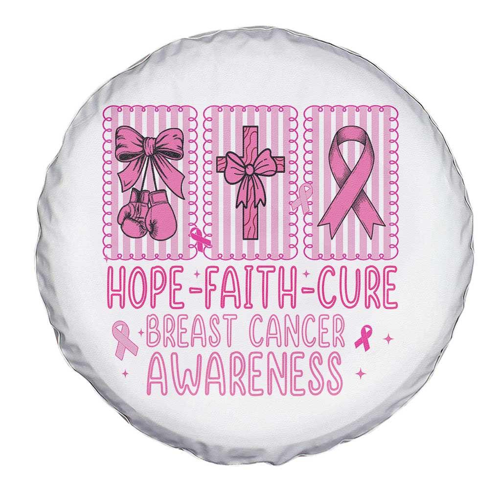 Hope Faith Cure Breast Cancer Awareness Spare Tire Cover Pink Ribbon Survivor Support Gift