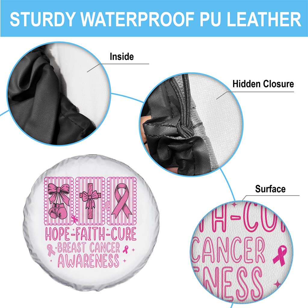 Hope Faith Cure Breast Cancer Awareness Spare Tire Cover Pink Ribbon Survivor Support Gift