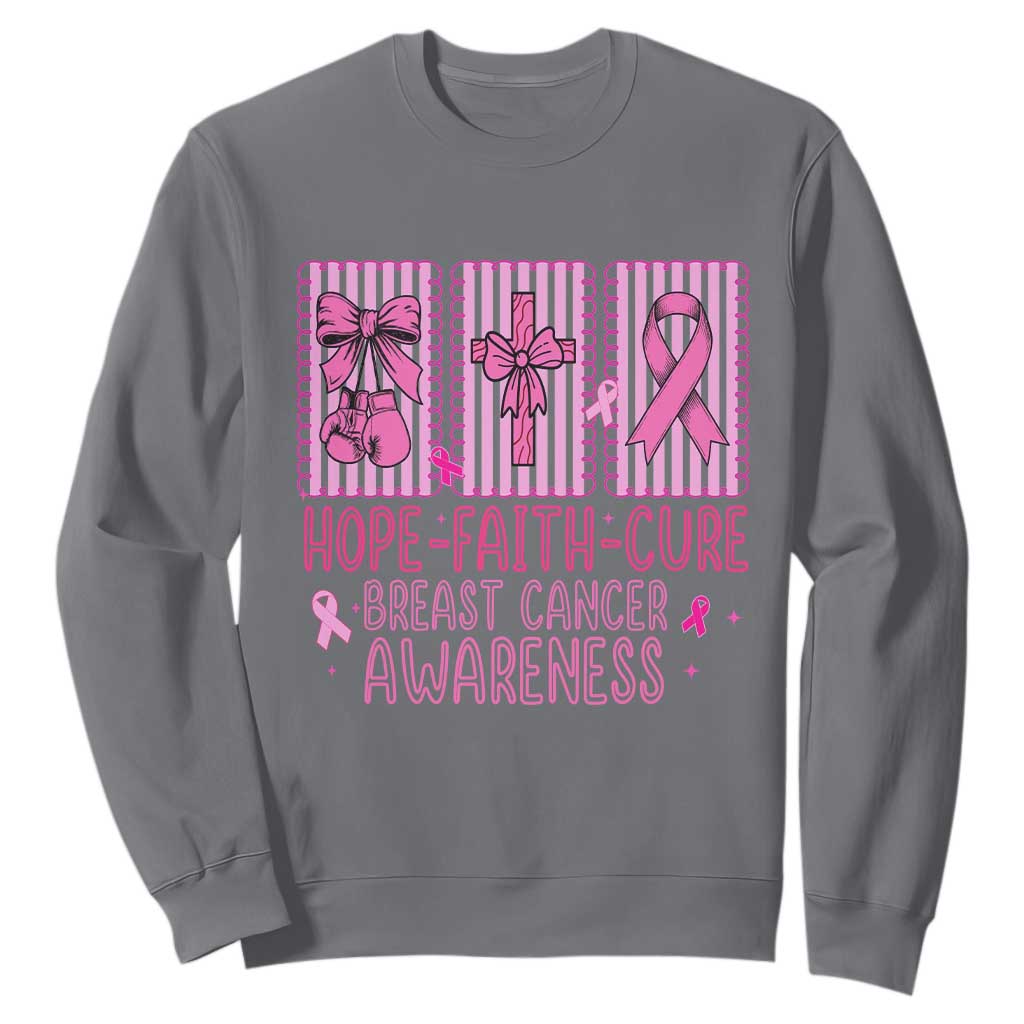 Hope Faith Cure Breast Cancer Awareness Sweatshirt Pink Ribbon Survivor Support Gift