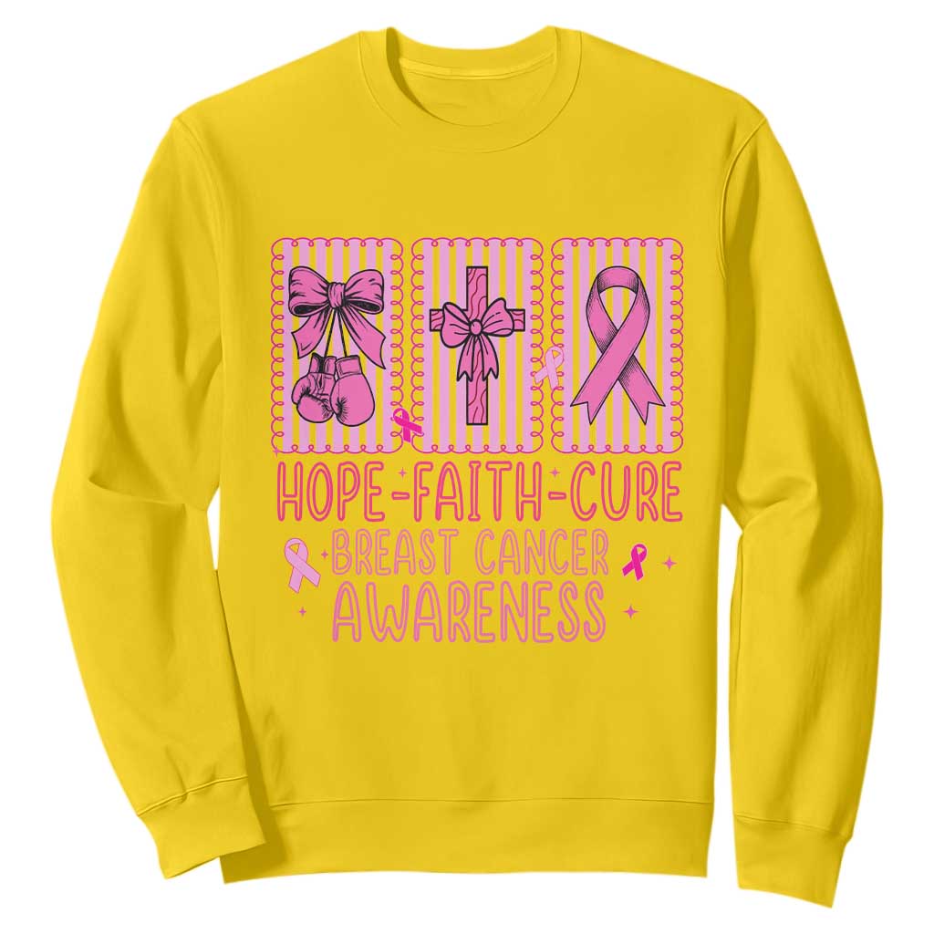 Hope Faith Cure Breast Cancer Awareness Sweatshirt Pink Ribbon Survivor Support Gift