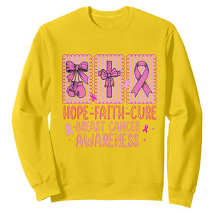 Hope Faith Cure Breast Cancer Awareness Sweatshirt Pink Ribbon Survivor Support Gift