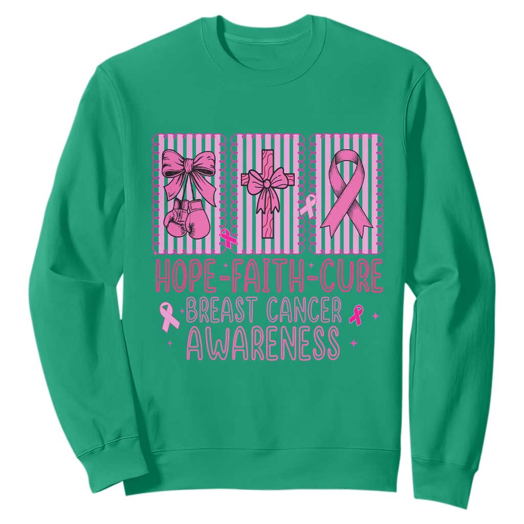 Hope Faith Cure Breast Cancer Awareness Sweatshirt Pink Ribbon Survivor Support Gift