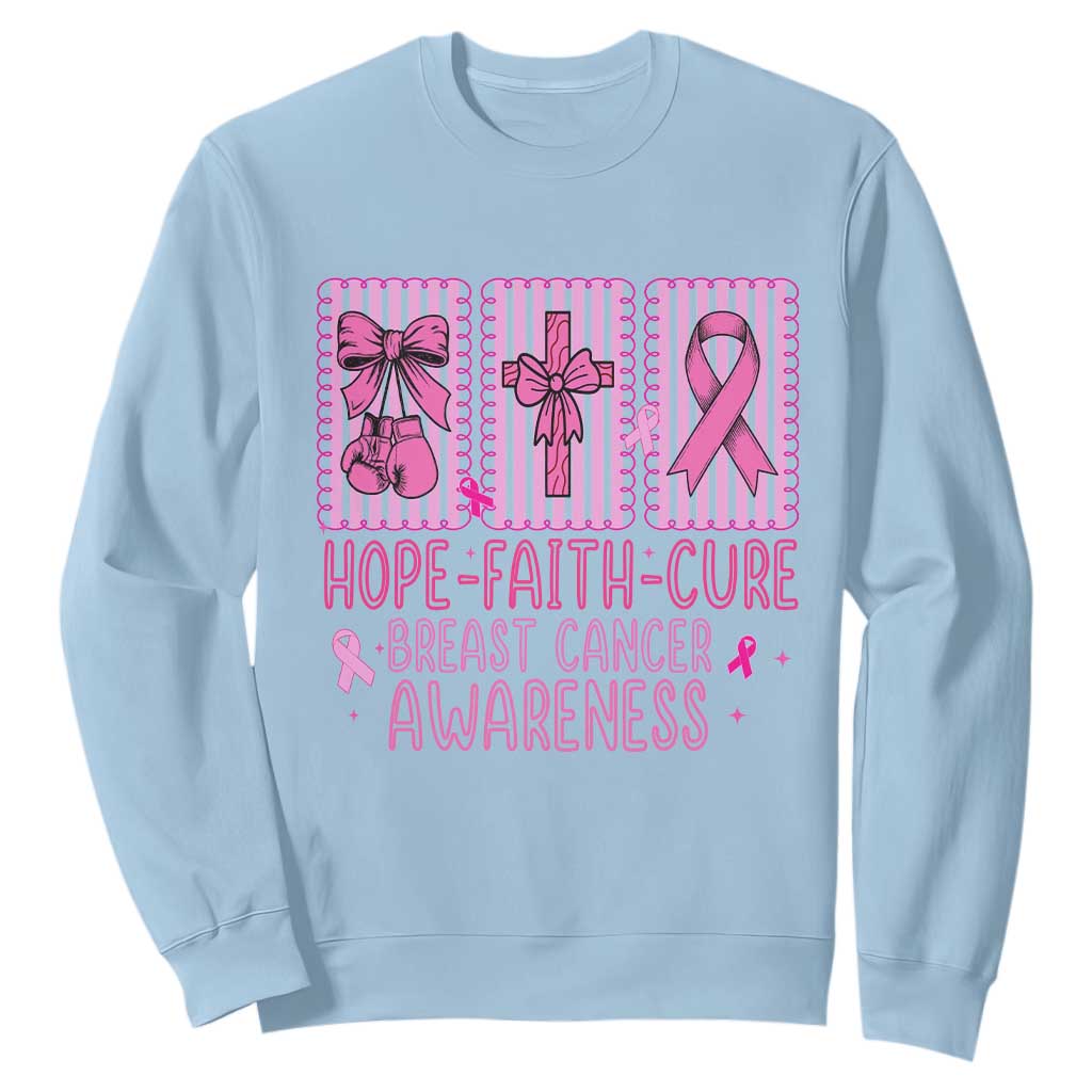 Hope Faith Cure Breast Cancer Awareness Sweatshirt Pink Ribbon Survivor Support Gift