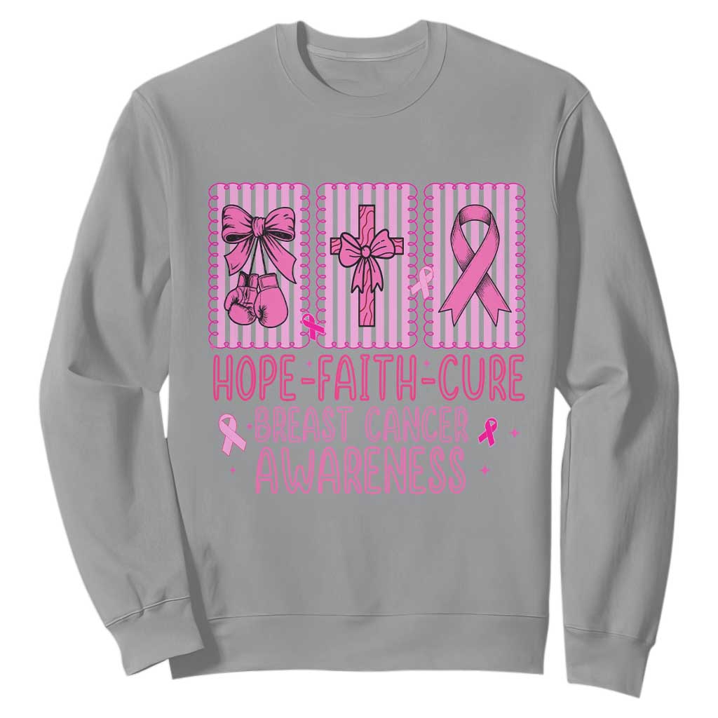 Hope Faith Cure Breast Cancer Awareness Sweatshirt Pink Ribbon Survivor Support Gift