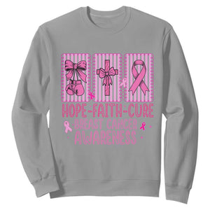 Hope Faith Cure Breast Cancer Awareness Sweatshirt Pink Ribbon Survivor Support Gift