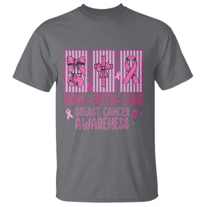 Hope Faith Cure Breast Cancer Awareness T Shirt Pink Ribbon Survivor Support Gift