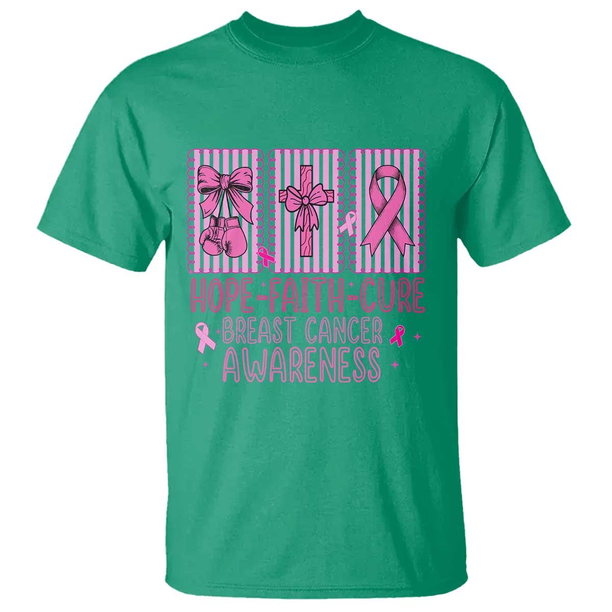 Hope Faith Cure Breast Cancer Awareness T Shirt Pink Ribbon Survivor Support Gift