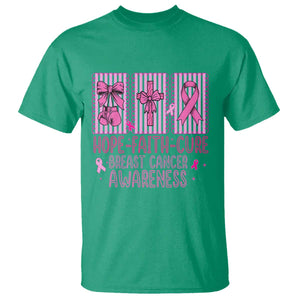 Hope Faith Cure Breast Cancer Awareness T Shirt Pink Ribbon Survivor Support Gift