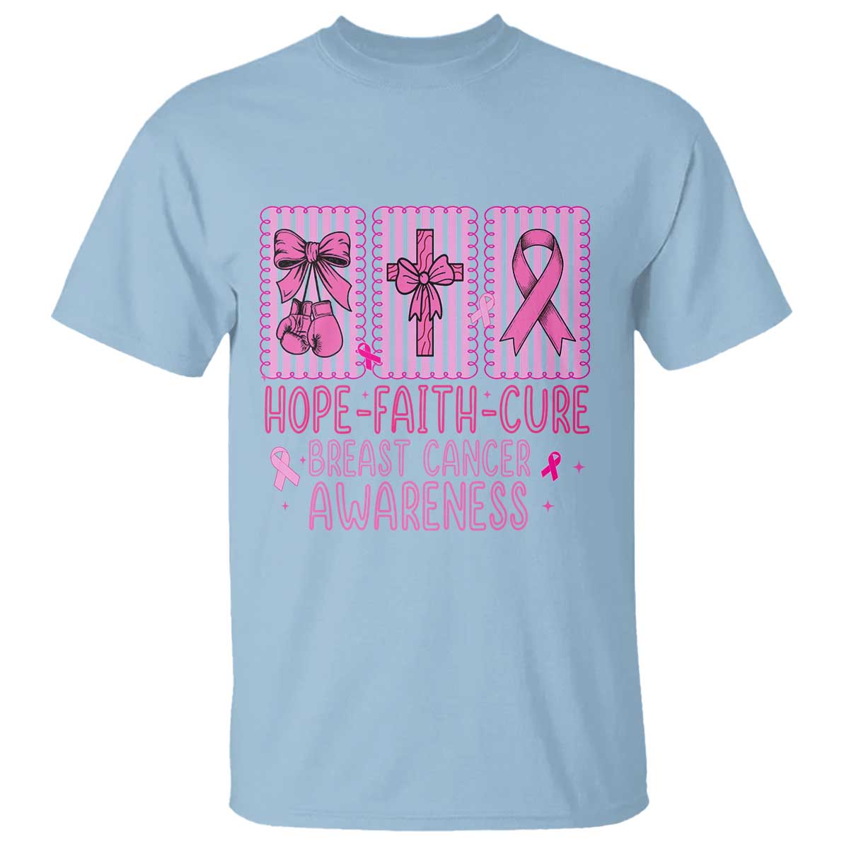 Hope Faith Cure Breast Cancer Awareness T Shirt Pink Ribbon Survivor Support Gift