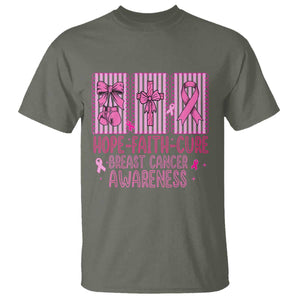 Hope Faith Cure Breast Cancer Awareness T Shirt Pink Ribbon Survivor Support Gift