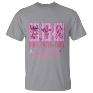 Hope Faith Cure Breast Cancer Awareness T Shirt Pink Ribbon Survivor Support Gift