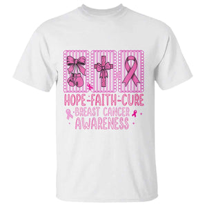 Hope Faith Cure Breast Cancer Awareness T Shirt Pink Ribbon Survivor Support Gift