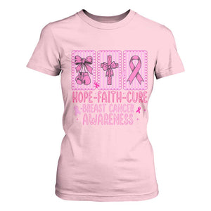 Hope Faith Cure Breast Cancer Awareness T Shirt For Women Pink Ribbon Survivor Support Gift