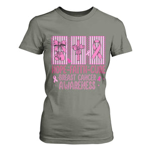 Hope Faith Cure Breast Cancer Awareness T Shirt For Women Pink Ribbon Survivor Support Gift