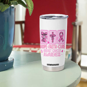 Hope Faith Cure Breast Cancer Awareness Tumbler Cup Pink Ribbon Survivor Support Gift