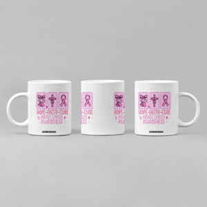Hope Faith Cure Breast Cancer Awareness Coffee Mug Pink Ribbon Survivor Support Gift