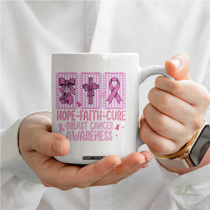 Hope Faith Cure Breast Cancer Awareness Coffee Mug Pink Ribbon Survivor Support Gift