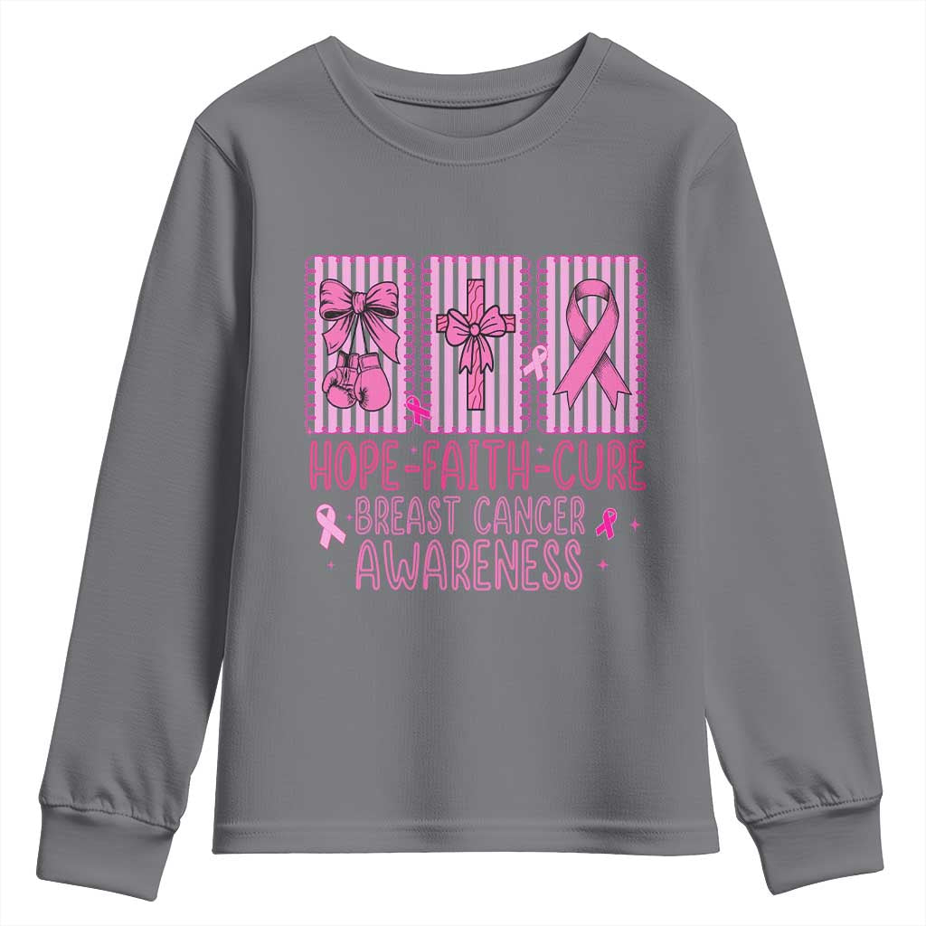 Hope Faith Cure Breast Cancer Awareness Youth Sweatshirt Pink Ribbon Survivor Support Gift