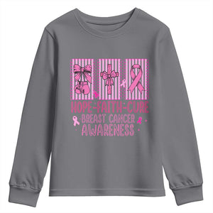 Hope Faith Cure Breast Cancer Awareness Youth Sweatshirt Pink Ribbon Survivor Support Gift