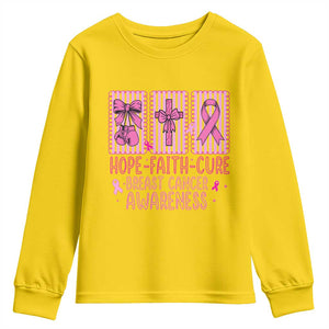 Hope Faith Cure Breast Cancer Awareness Youth Sweatshirt Pink Ribbon Survivor Support Gift