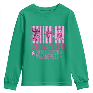 Hope Faith Cure Breast Cancer Awareness Youth Sweatshirt Pink Ribbon Survivor Support Gift