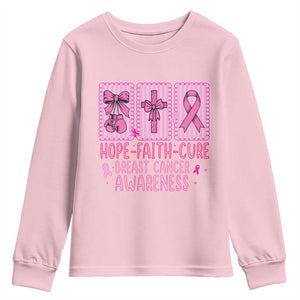 Hope Faith Cure Breast Cancer Awareness Youth Sweatshirt Pink Ribbon Survivor Support Gift