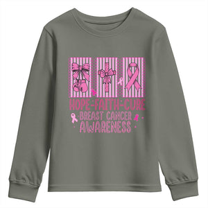 Hope Faith Cure Breast Cancer Awareness Youth Sweatshirt Pink Ribbon Survivor Support Gift