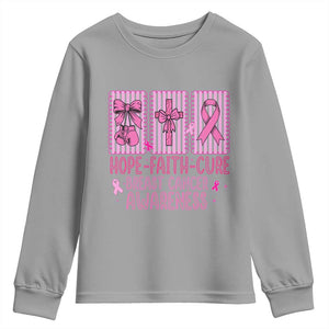 Hope Faith Cure Breast Cancer Awareness Youth Sweatshirt Pink Ribbon Survivor Support Gift