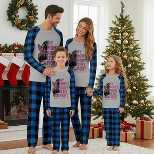 Breast Cancer Support Plaid Pajama Set My Moms Fight My Fight