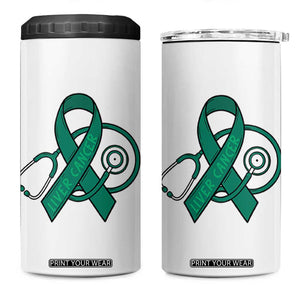 Liver Cancer Strong Nurse Warrior 4 in 1 Can Cooler Tumbler Stethoscope Healthcare Support Gift