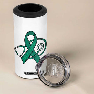 Liver Cancer Strong Nurse Warrior 4 in 1 Can Cooler Tumbler Stethoscope Healthcare Support Gift