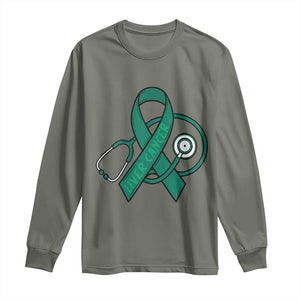 Liver Cancer Strong Nurse Warrior Long Sleeve Shirt Stethoscope Healthcare Support Gift