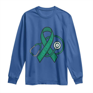 Liver Cancer Strong Nurse Warrior Long Sleeve Shirt Stethoscope Healthcare Support Gift