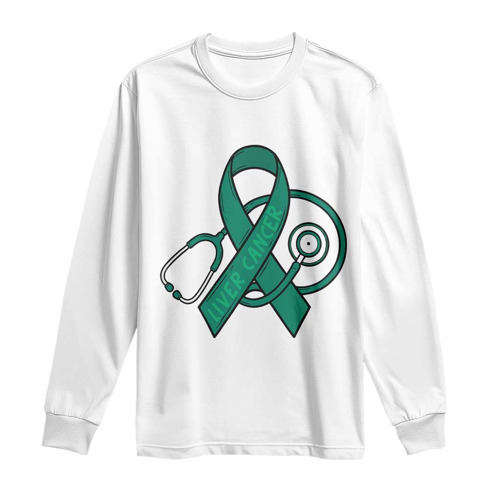 Liver Cancer Strong Nurse Warrior Long Sleeve Shirt Stethoscope Healthcare Support Gift
